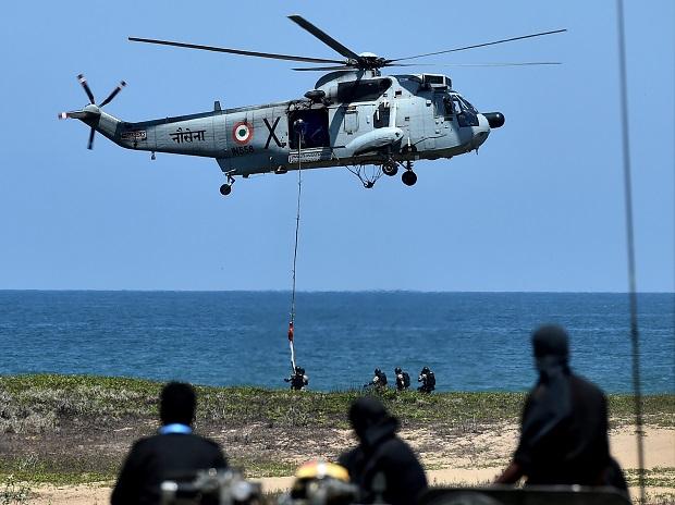 A soldier is airdropped on the beaches of Chennai A soldier is airdropped on the beaches of Chennai