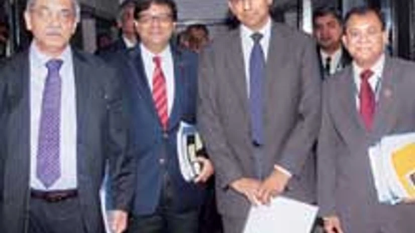 K C Chakrabarty, Urjit Patel, Raghuram Rajan and H R Khan K C Chakrabarty, Urjit Patel, Raghuram Rajan and H R Khan