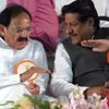 M Venkaiah Naidu (left), Union Urban Development Minister and Prithviraj Chavan, Maharashtra Chief Minister, at the foundation stone laying ceremony for Mumbai Metro Rail line covering 32.5 km between Colaba-Andheri (Seepz) in Mumbai on August 26