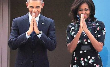 What makes 'Namaste' the perfect greeting in the times of Covid-19 pandemic US President Barack Obama and first lady Michelle Obama fold their hands in a namaste gesture before their departure from Air Force Station, Palam, in New Delhi on Tuesday