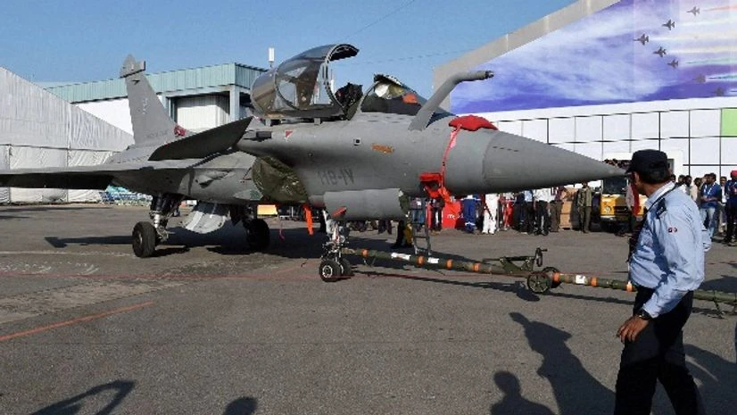 In this file photo, fighter aircraft Rafale being towed to parking on the eve of the 10th International Aero India 2015 at Yelhanka air base in Bengaluru. In this file photo, fighter aircraft Rafale being towed to parking on the eve of the 10th International Aero India 2015 at Yelhanka air base in Bengaluru.