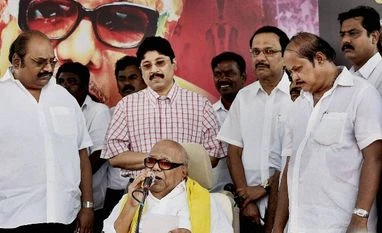 DMDK-PWF will not dole out freebies: Premalatha Vijayakant DMK Chief M Karunanidhi along with his party leaders addressing a protest rally against land acquisition bill in Chennai