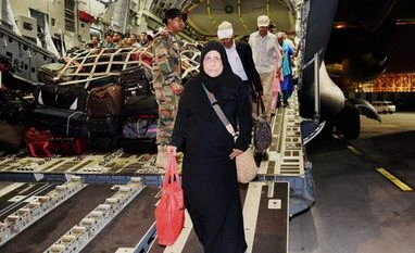 Govt says, 95,665 Indians brought back in last two years 190 of 349 Indian nationals stranded in Yemen alight from IAF C17 (Globemaster) aircraft after being evacuated from Djibouti, at International Airport in Mumbai on Thursday, April 2, 2015 (File Photo: PTI)