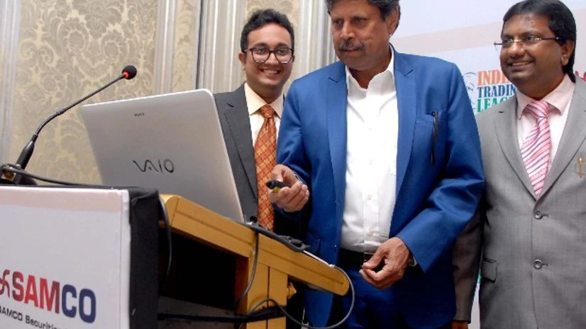 In this file photo, (L-R) Jimeet Modi, CEO, SAMCO Securities Limited, Kapil Dev, former Indian cricketer and Vipul Modi, Chairman, SAMCO Ventures at the SAMCO Securities' launch of India’s First Market League in Mumbai (Photo: Kamlesh Pednekar) In this file photo, (L-R) Jimeet Modi, CEO, SAMCO Securities Limited, Kapil Dev, former Indian cricketer and Vipul Modi, Chairman, SAMCO Ventures at the SAMCO Securities' launch of India’s First Market League in Mumbai (Photo: Kamlesh Pednekar)