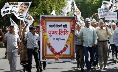 AAP stages protest against one year of NDA rule