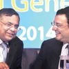 TCS MD and CEO N Chandrasekaran (left) and Tata Group Chairman Cyrus Mistry at the company’s annual general meeting in Mumbai on Tuesday