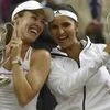 Sania Mirza and Martina Hingis posing with the Wimbledon women's doubles trophy. Th epair beat Ekaterina Makarova-Elena Vesnina 5-7 7-6(4) 7-5 in the finals. Picture: Reuters