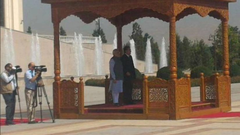 Emomali Rahmon, President of Tajikistan receives the Indian Prime Minister Narendra Modi
