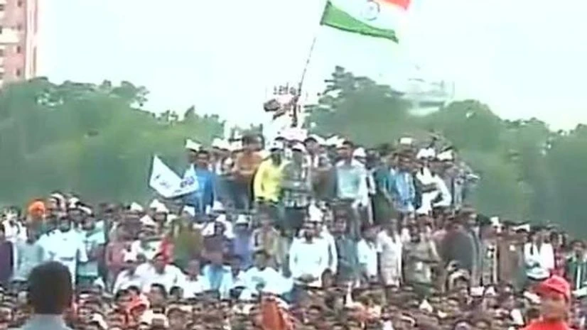 Patidar rally in Ahmedabad demanding reservations under the Other Backward Caste (OBC) quota for Patels
