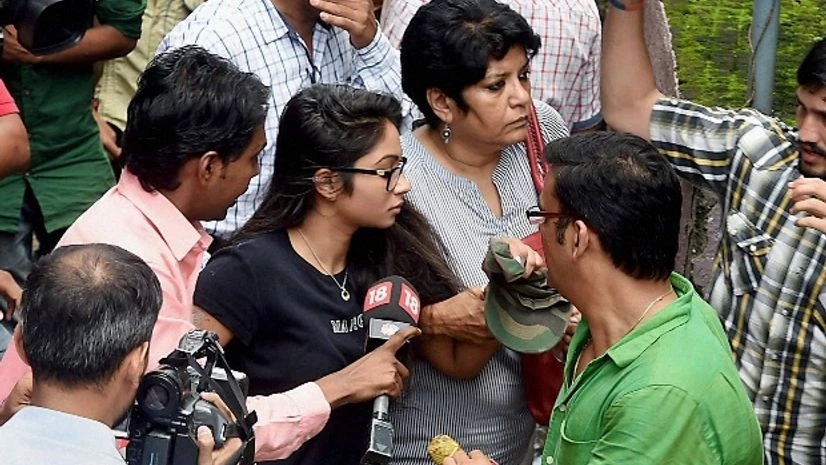 Indrani Mukerjea's daughter Vidhi (in black) arrives at Bandra Metropolitan Magistrate's court in Mumbai Indrani Mukerjea's daughter Vidhi (in black) arrives at Bandra Metropolitan Magistrate's court in Mumbai