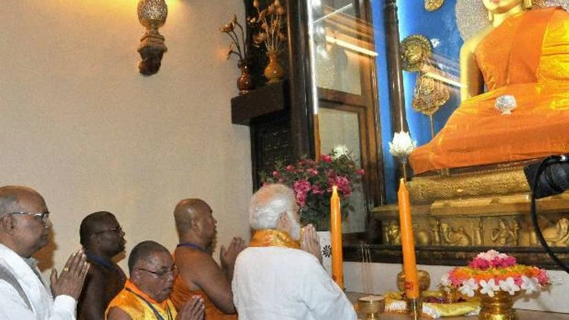 Prime Minister Narendra Modi offering prayers at the Mahabodhi Temple in Bodh Gaya Prime Minister Narendra Modi offering prayers at the Mahabodhi Temple in Bodh Gaya