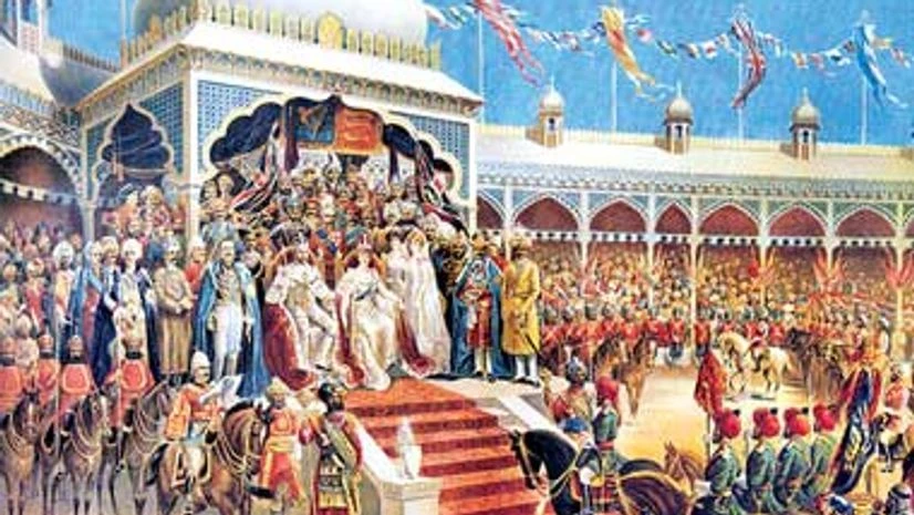A painting depicting the coronation ceremony displayed at 1911 A painting depicting the coronation ceremony displayed at 1911