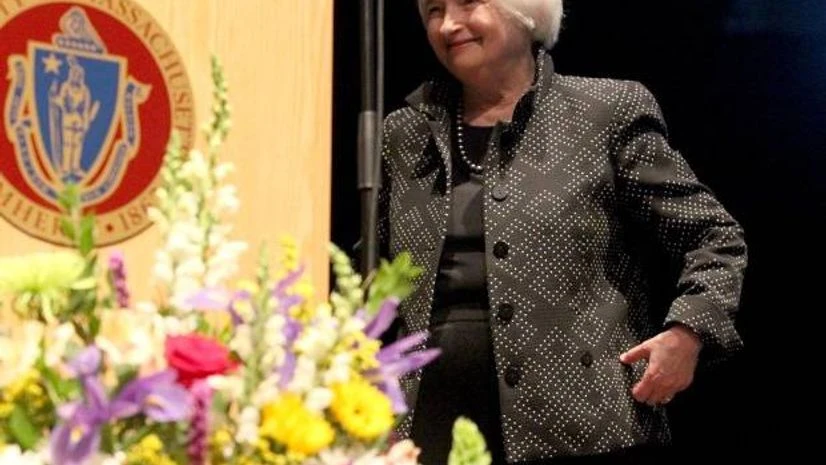 US Federal Reserve Chair Janet Yellen smiles after stepping away from the podium at the University of Massachusetts in Amherst. Photo: Reuters Janet Yellen