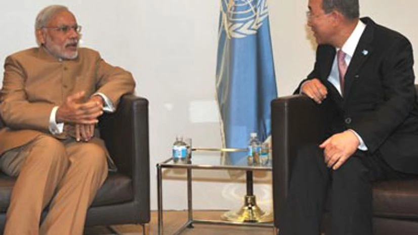Prime Minister Narendra Modi with UN Secretary General Ban Ki-moon Prime Minister Narendra Modi with UN Secretary General Ban Ki-moon
