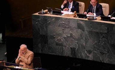 Sikhs, Patels protest against PM Modi at UN headquarters Prime Minister Narendra Modi addresses the 70th session of the United Nations General Assembly at UN headquarters in New York