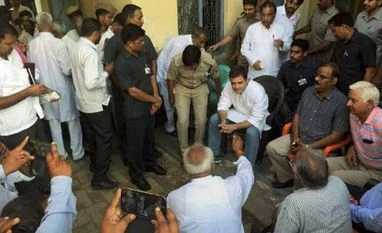Rahul meets family of man lynched over rumour of beef eating Congress Vice President Rahul Gandhi interacts with villagers at Bisara village where Mohd Ikhlaq was recently lynched by a mob, in Dadri