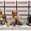 NASSCOM President R Chandrashekhar(R) BVR Mohan Reddy(C), Chairman, NASSCOM, and C P Gurnani, Vice Chairman NASSCOM (L) at a press conference during the launch of  'NASSCOM Perspective 2025 Report' in New Delhi