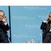Finance Minister Arun Jaitley (left) and Economist Jagdish Bhagwati during Q&amp;A session  during the inauguration of Deepak and Neera Raj Center at Columbia University's School of International and Public Affairs in New York