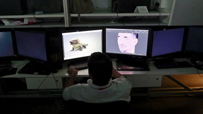 A Prime Focus employee works inside a visual effects studio in Mumbai A Prime Focus employee works inside a visual effects studio in Mumbai