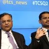 (From left to right) N Chandrasekaran, CEO &amp; MD, TCS and Rajesh Gopinathan, CFO, TCS  announcing the company's Q2 results in Mumbai (Pic: Kamlesh Pednekar)
