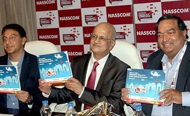 Start-up investments in India to see three-fold rise to $6.5 bn in 2015: Nasscom NASSCOM President R Chandrashekar (C), Chairman NASSCOM Product Council Ravi Gururaj (R) and Vice President NASSCOM 10K Strart-up Rajat Tandon releasing the second edition of the start-up report "Start-up India- Momentous Rise of the Indian Start-up
