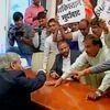 Shiv Sena workers storm BCCI, 'gherao' BCCI Chief Shashank Manohar's desk protesting against PCB Chief (Photo: ANI)