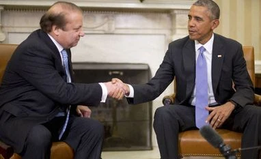 Pak's trustworthiness was questionable by US for Osama raid: Former CIA director President Barack Obama shakes hands with Pakistani Prime Minister Nawaz Sharif during their meeting in the Oval Office of the White House in Washington