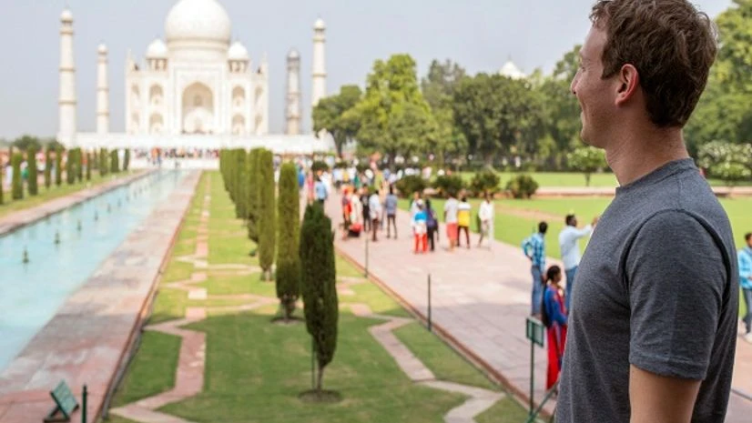 Mark Zuckerberg at Taj Mahal in Agra. Mark Zuckerberg at Taj Mahal in Agra.