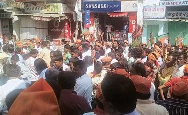 Crowds chant Modi mantra as BJP eyes bigger vote pie Supporters outside BJP office ahead of the rally in Katihar
