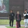Congress President Sonia Gandhi with party Vice-President Rahul Gandhi during birth anniversary of Indira Gandhi at Shakti Sthal in New Delhi