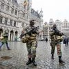Belgium police officers patrol the Grand Place in central Brussels, Belgium