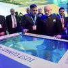 Prime Minister Narendra Modi with Minister of State for Environment, Forest and Climate Change Prakash Javadekar going around after the inauguration of the India Pavilion at the COP21, United Nations Climate Change Conference, in Le Bourget, outside