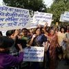 Members of  IYC, NSUI and Mahila Congress protest against the central government regarding National Herald Case at Teen Murti in New Delhi