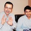 Sanjiv Goenka (left), chairman, and Shashwat Goenka, head, Spencer's Retail, R P Sanjiv Goenka Group, at a conference in Kolkata on Tuesday