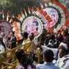 Congress supporters celebrate party President Sonia Gandhi's birthday at outside her residence  in New Delhi