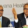 (From left to right) Ashutosh Raghuvanshi, MD, Narayana Hrudayaya and Devi Shetty, Chairman, Narayana Hrudayaya at a press conference announcing the company's IPO plans in Mumbai (pic: Suryakant Niwate)