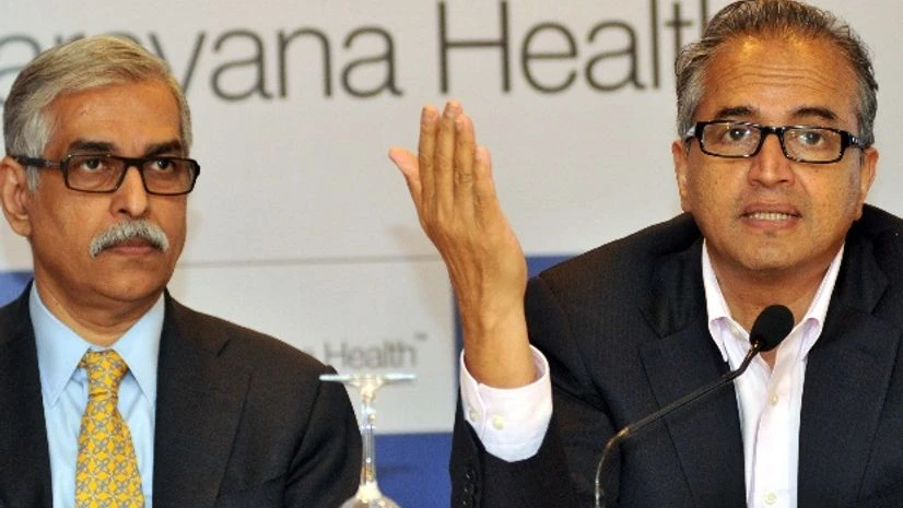 (From left to right) Ashutosh Raghuvanshi, MD, Narayana Hrudayaya and Devi Shetty, Chairman, Narayana Hrudayaya at a press conference announcing the company's IPO plans in Mumbai (pic: Suryakant Niwate) (From left to right) Ashutosh Raghuvanshi, MD, Narayana Hrudayaya and Devi Shetty, Chairman, Narayana Hrudayaya at a press conference announcing the company's IPO plans in Mumbai (pic: Suryakant Niwate)