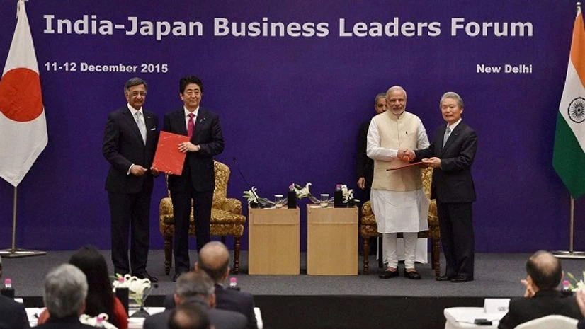 Prime Minister Narendra Modi with his Japanese counterpart Shinzo Abe during the India-Japan Business Leaders Forum, in New Delhi. (Photo: PTI) Prime Minister Narendra Modi with his Japanese counterpart Shinzo Abe during the India-Japan Business Leaders Forum, in New Delhi. (Photo: PTI)