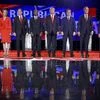 Republican presidential candidates, from left, John Kasich, Carly Fiorina, Marco Rubio, Ben Carson, Donald Trump, Ted Cruz, Jeb Bush, Chris Christie, and Rand Paul take the stage during the CNN Republican presidential debate at the Venetian Hotel &am
