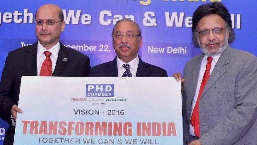 (From left to right) Gopal Jiwarajka, Sr. VP PHD Chamber, Mahesh Gupta, President PHD Chamber and Anil Khaitan, VP PHD Chamber presenting Vision 2016 in New Delhi (From left to right) Gopal Jiwarajka, Sr. VP PHD Chamber, Mahesh Gupta, President PHD Chamber and Anil Khaitan, VP PHD Chamber presenting Vision 2016 in New Delhi