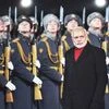 Prime Minister  Modi inspects a guard of honour on his arrival in Moscow on Wednesday