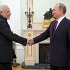 Russian President Vladimir Putin, right, greets Indian Prime Minister Narendra Modi during their meeting in the Kremlin in Moscow. Photo: PTI