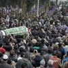 People carrying the coffin of Mufti Mohammad Sayed  during funeral procession at  Sher-i-Kashmir Stadium in Srinagar