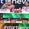 Krishnaswamy Vijay Raghvan, Secretary, Biotechnology, Onno Ruhi, Country Director, World Bank, FM Arun Jaitley and Nirmala Sitharaman, Minister of State for Ministry of Commerce and Industry at the Start-up India event in Vigyan Bhawan in New Delhi.
