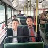 Uber CEO Travis Kalanick (left) on his way to IIT-Bombay in a BEST  bus on Tuesday