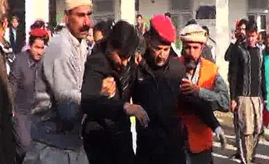 Modi condemns terror attack at Bacha Khan University A wounded person is being rescued from the Bacha Khan University.Photo: DawnNews
