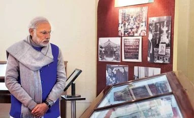 PM Modi to attend IMF regional conference on Asia in Delhi Prime Minister Narendra Modi at the National Archives of India where he released digital copies of 100 declassified files related to Netaji Subhas Chandra Bose. Photo: PTI