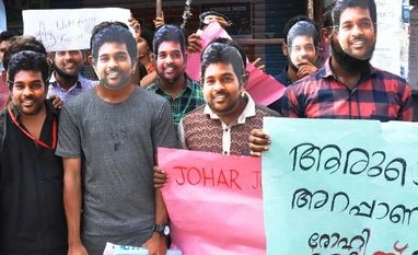 Hyderabad Central University campus divided by caste Students wearing masks of Rohith's face