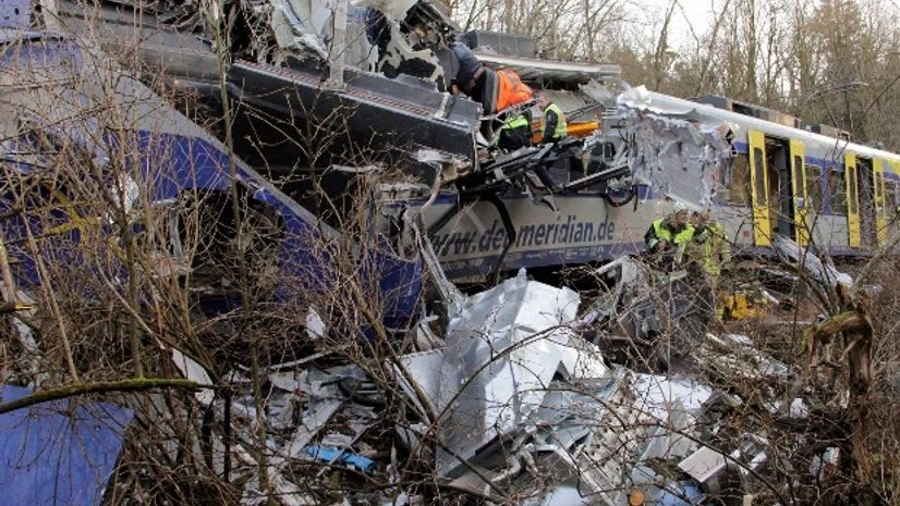 Rescue forces work at the site of a train accident near Bad Aibling, Germany Rescue forces work at the site of a train accident near Bad Aibling, Germany