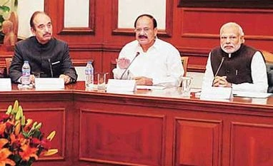 PM reaches out to Opposition but Congress unmoved Prime Minister Narendra Modi at a meeting with major Opposition parties and NDA leaders in New Delhi on Tuesday